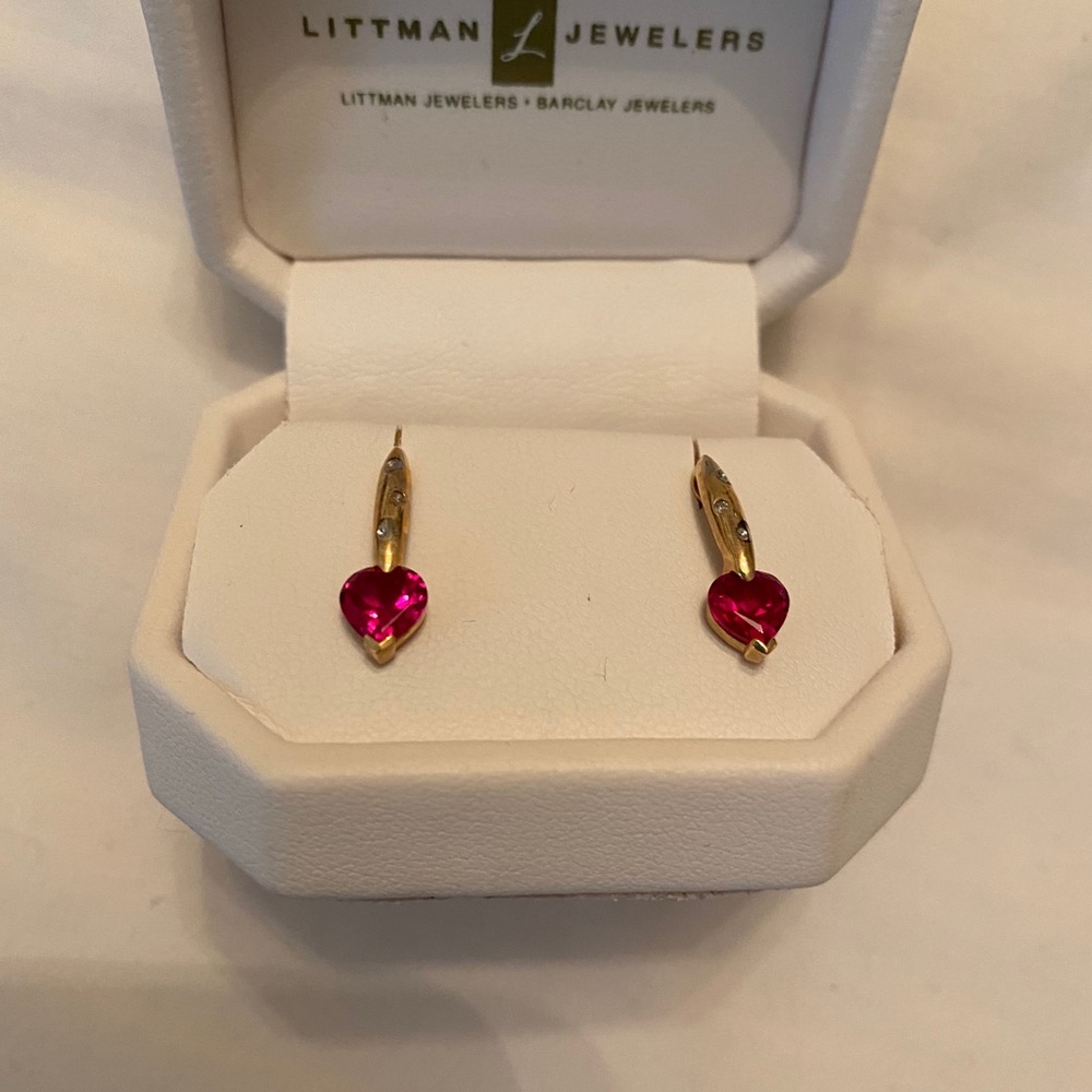 Gold heart gemstone earrings